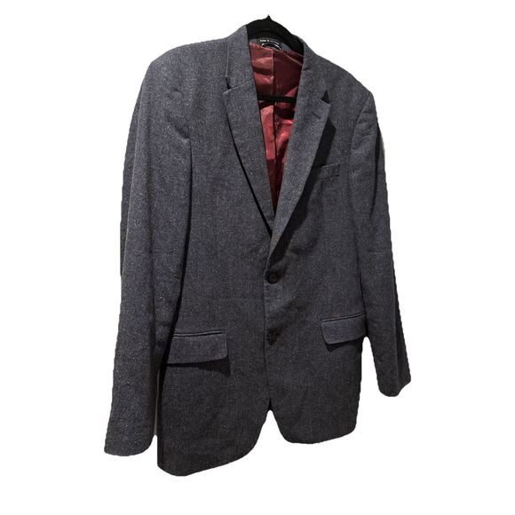 TOMMY HILFIGER 40L Wool Blend Blazer Coat Men's Blue Knit Speckled Long - Picture 1 of 10